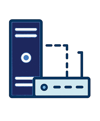 PC connecté à un serveur pour échanges de données ITSM