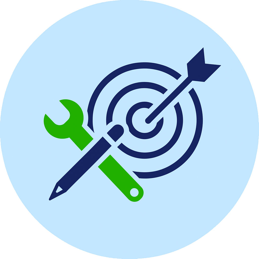 Icône illustrant une cible avec un objet au centre pour représenter les actions ciblées dans iTop